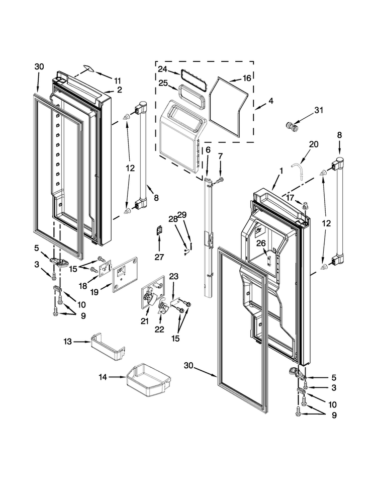 Refrigerator Door Parts Diagram and Parts List for MFT2778EEZ00  Maytag Refrigerator