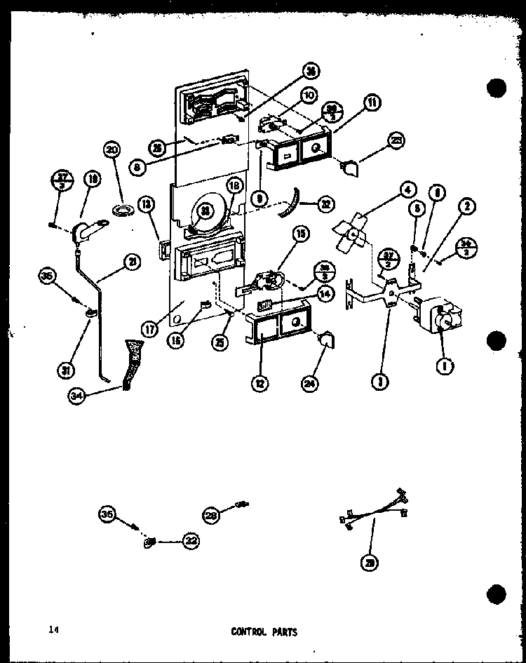 Control Parts Diagram and Parts List for TM14H-P77052-3W  Amana Refrigerator