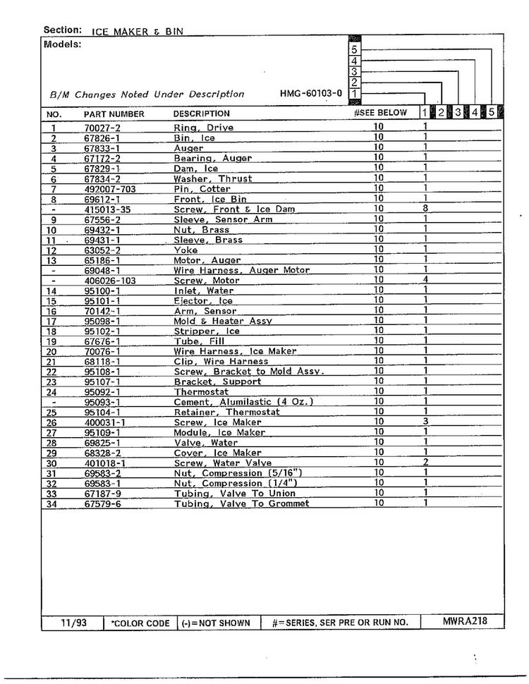 Ice Maker And Bin Page 2 Diagram and Parts List for 60103-0A  Admiral Refrigerator