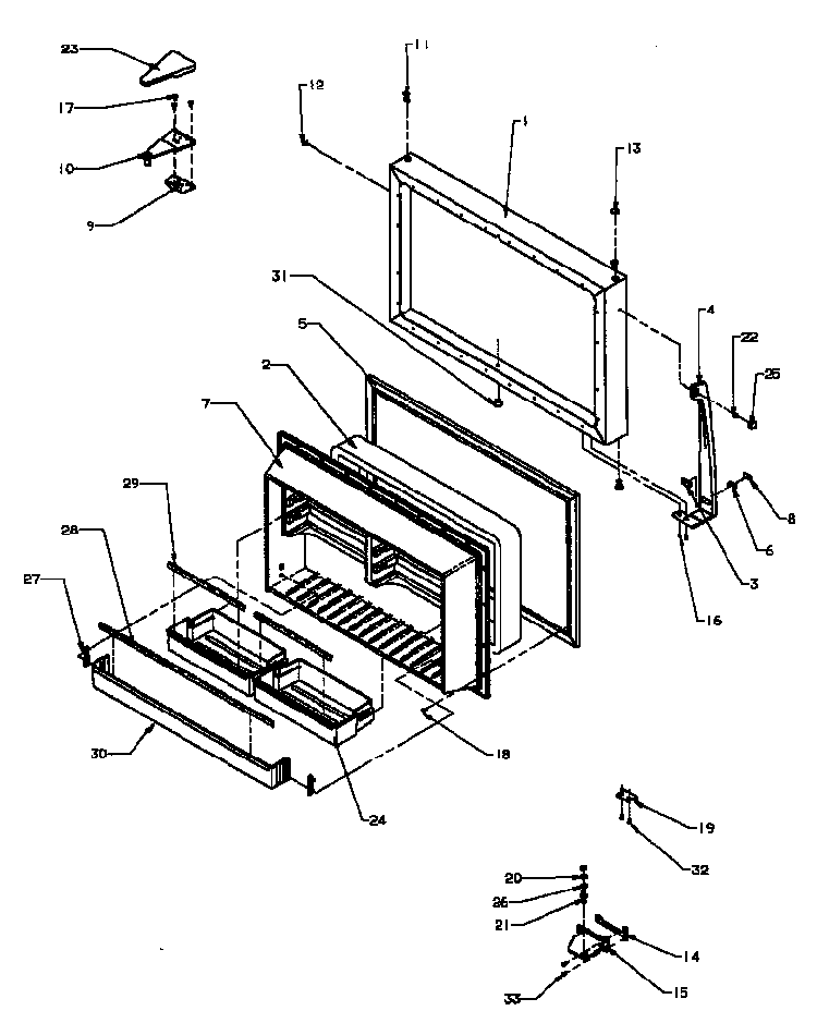 Freezer Door Diagram and Parts List for TS18R2G-P1181803WG  Amana Refrigerator
