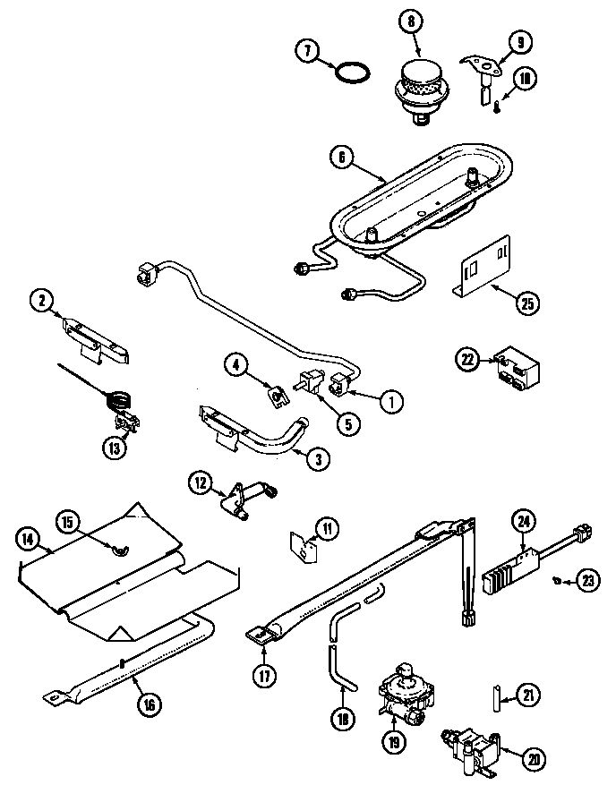 Gas Controls Diagram and Parts List for CGS1750AD*  Maytag Range