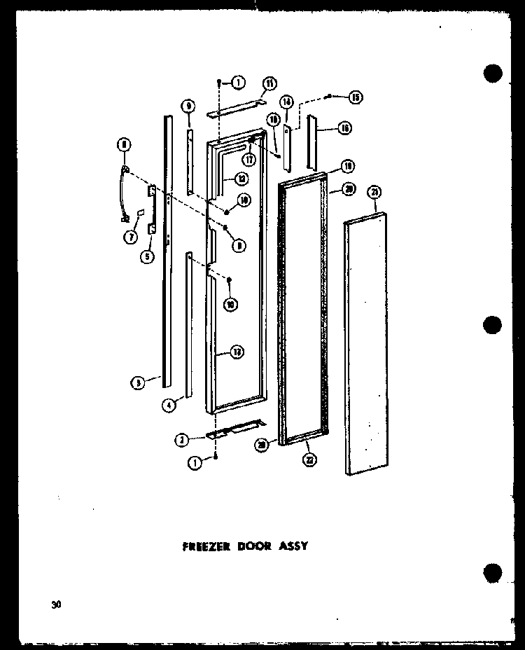 Freezer Door Assy Diagram and Parts List for SD19W-C-P60340-36WC  Amana Refrigerator