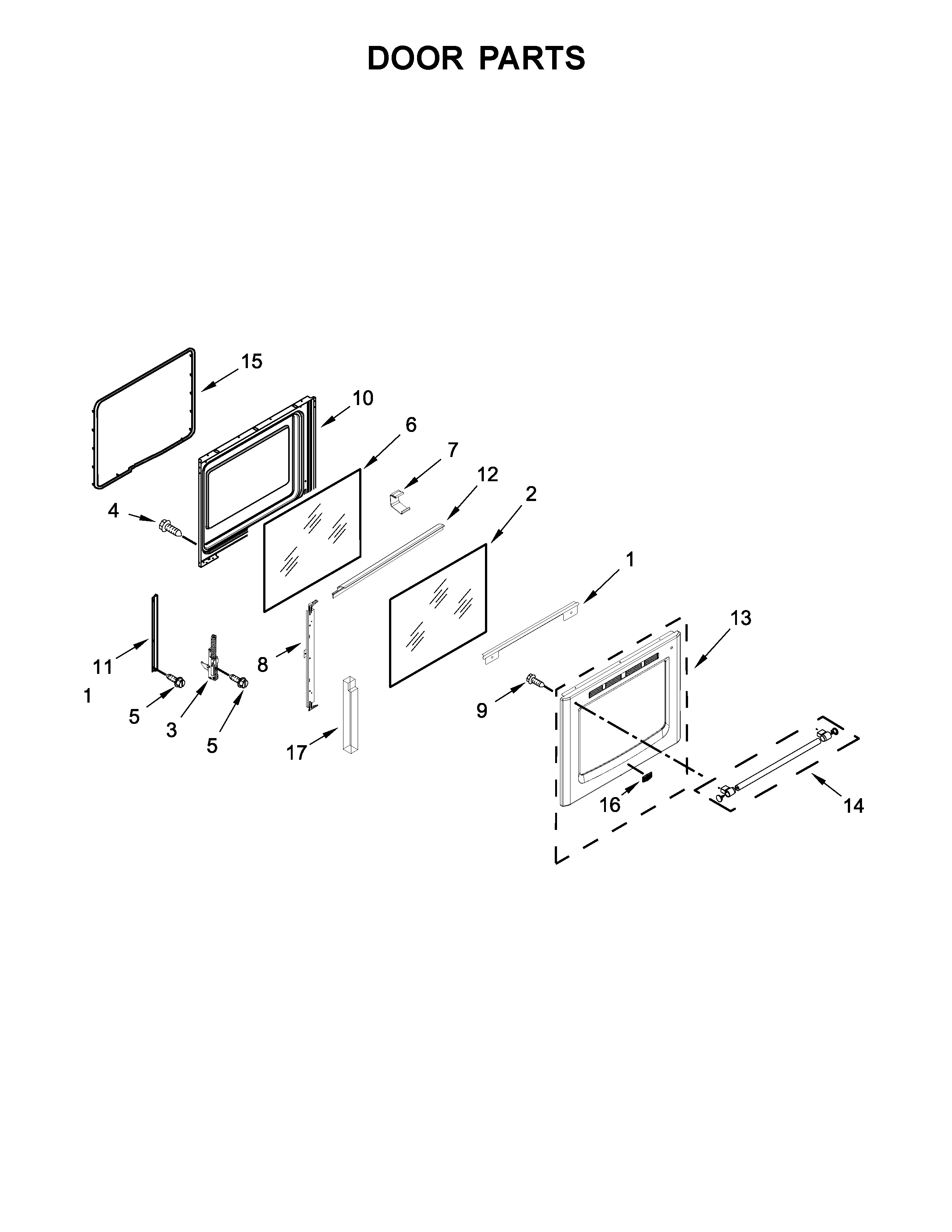 Door Parts Diagram and Parts List for MER8700DE1  Maytag Range