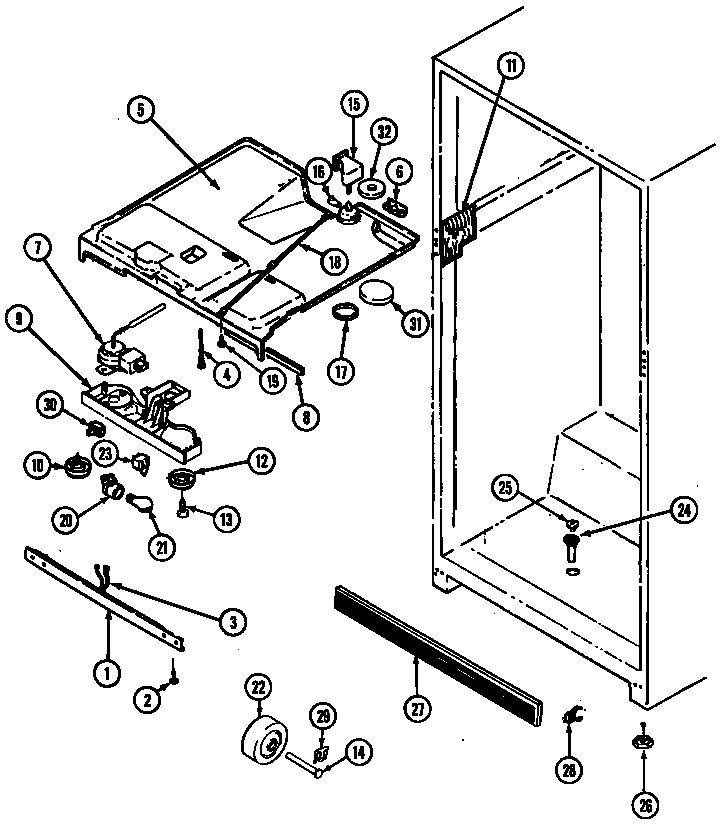Fresh Food Compartment Diagram and Parts List for RB191PA DG51B Magic Chef Refrigerator