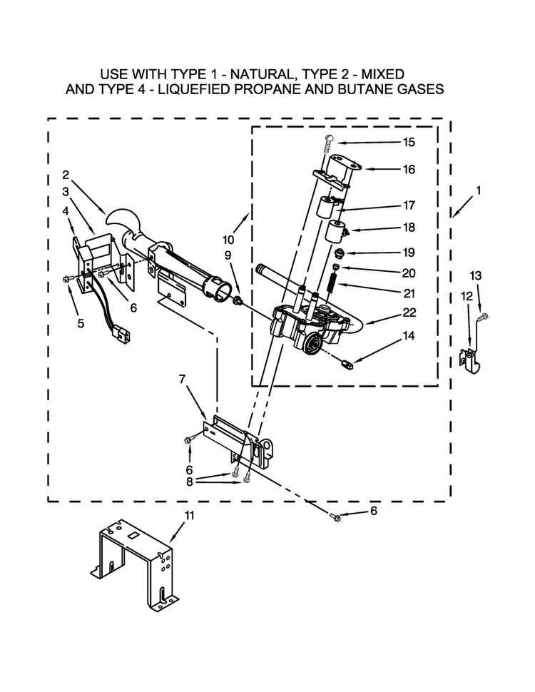 W10096909 Burner Assembly Parts Diagram and Parts List for MLG20PDBGW3  Maytag Washer Dryer Combo