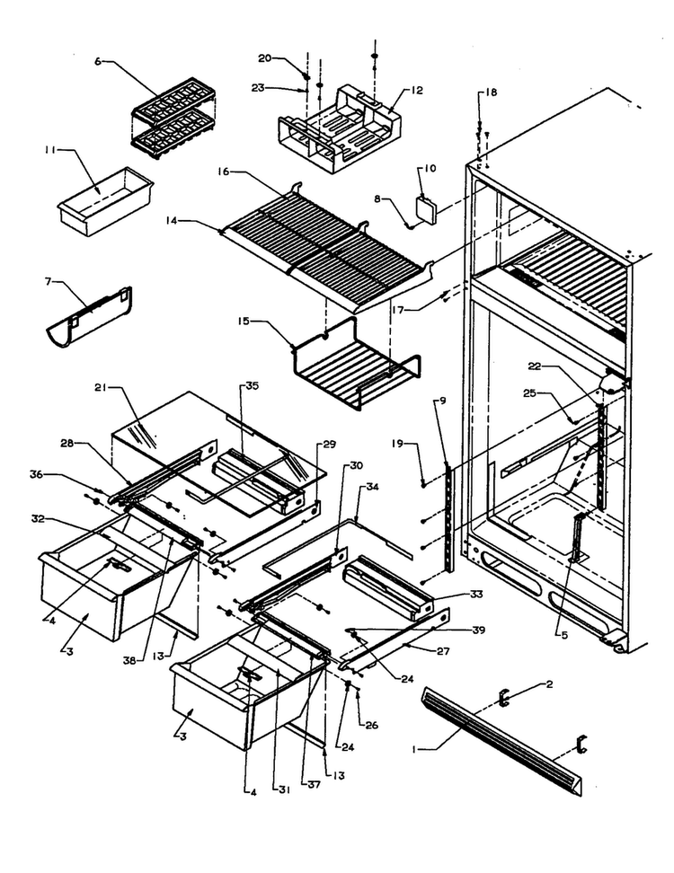 Cabinet Shelving Txi/tx21a3 Diagram and Parts List for TC18A3-P1181812W  Amana Refrigerator