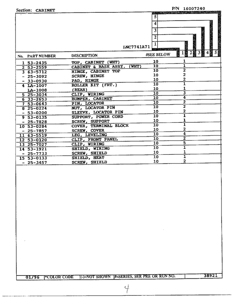 Door Diagram and Parts List for LNC7741A71  Maytag Dryer