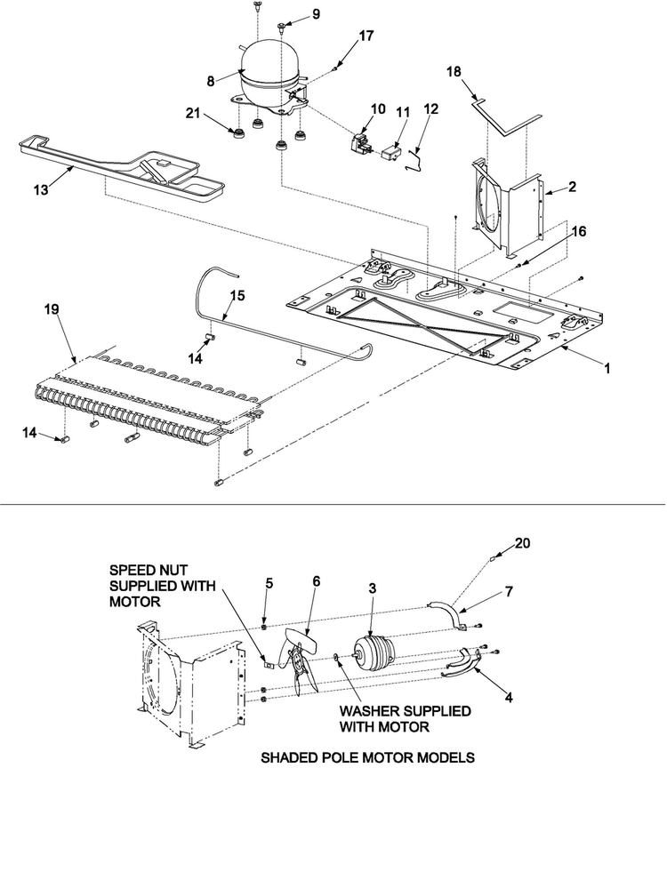Compressor Diagram and Parts List for XRBS017BB0  Amana Refrigerator