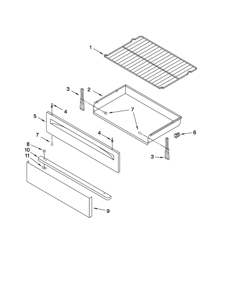 Drawer & Broiler Parts Diagram and Parts List for MGR7665WS0  Maytag Range