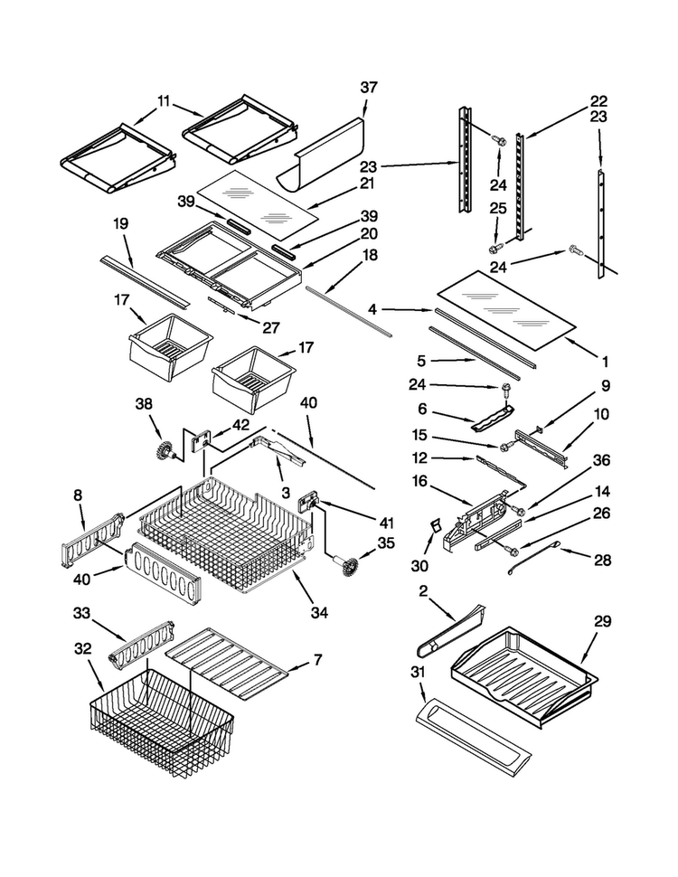 Shelf Parts Diagram and Parts List for JFC2089WTB9  Jenn-Air Refrigerator