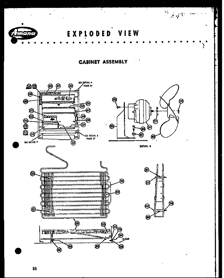 CABINET ASSY Diagram and Parts List for FPR105L  Amana Refrigerator