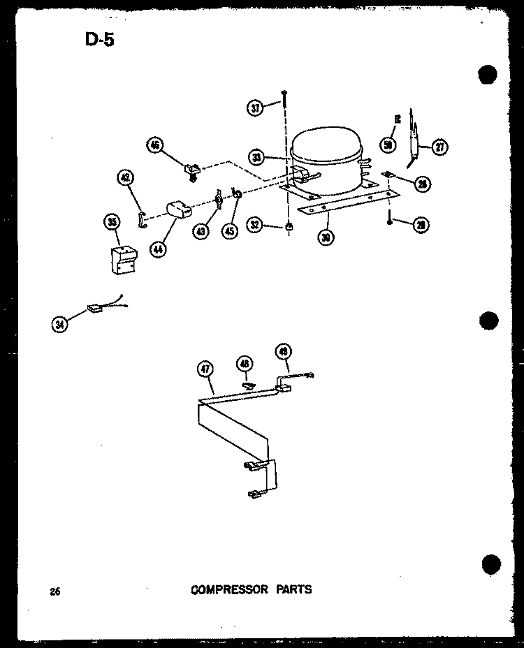 COMPRESSOR PARTS Diagram and Parts List for C9 P6031864W Crosley Freezer