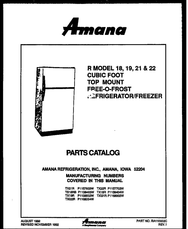 A07 Freezer Door Diagram and Parts List for TS18RBL-P1158403WL  Amana Refrigerator