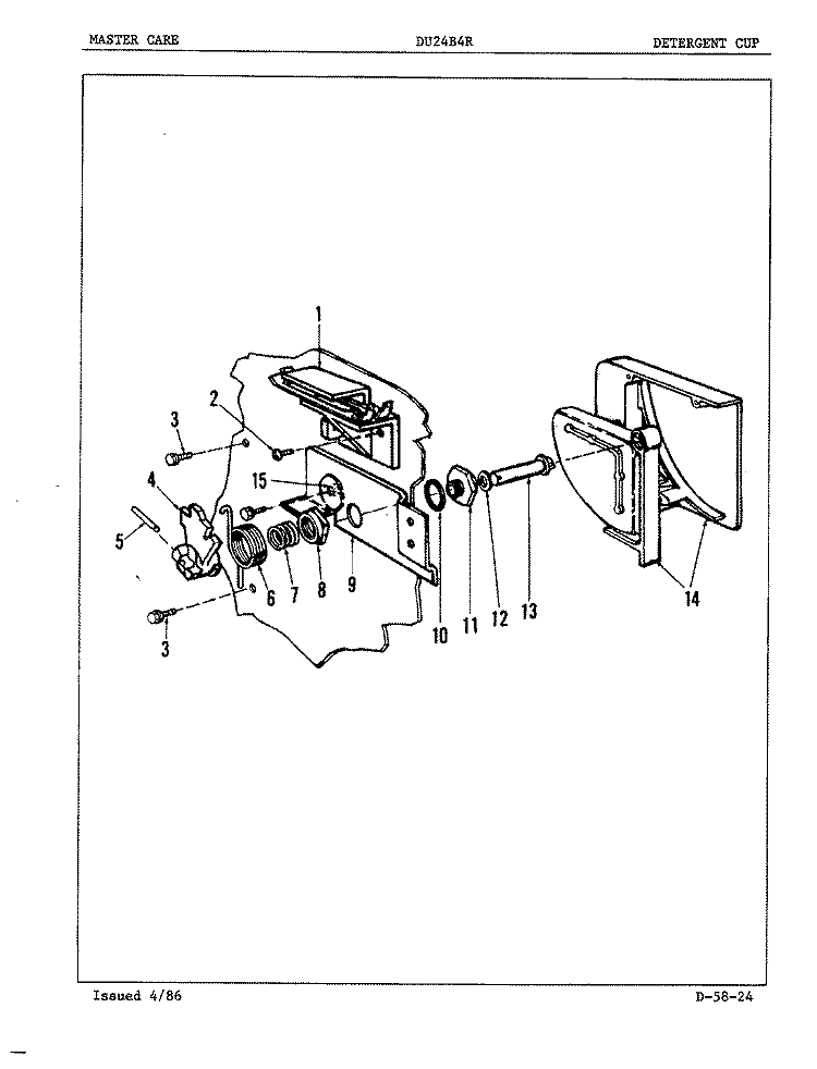 DETERGENT CUP Diagram and Parts List for DU24B4R  Maytag Dishwasher