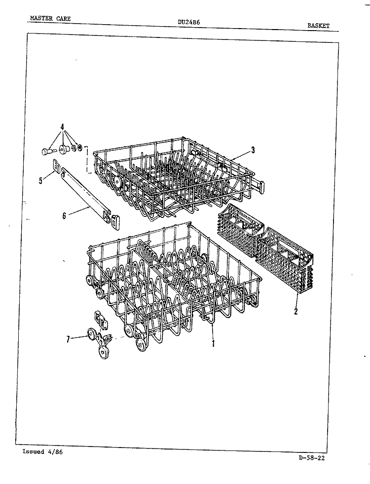 BASKET Diagram and Parts List for DU24B6  Maytag Dishwasher