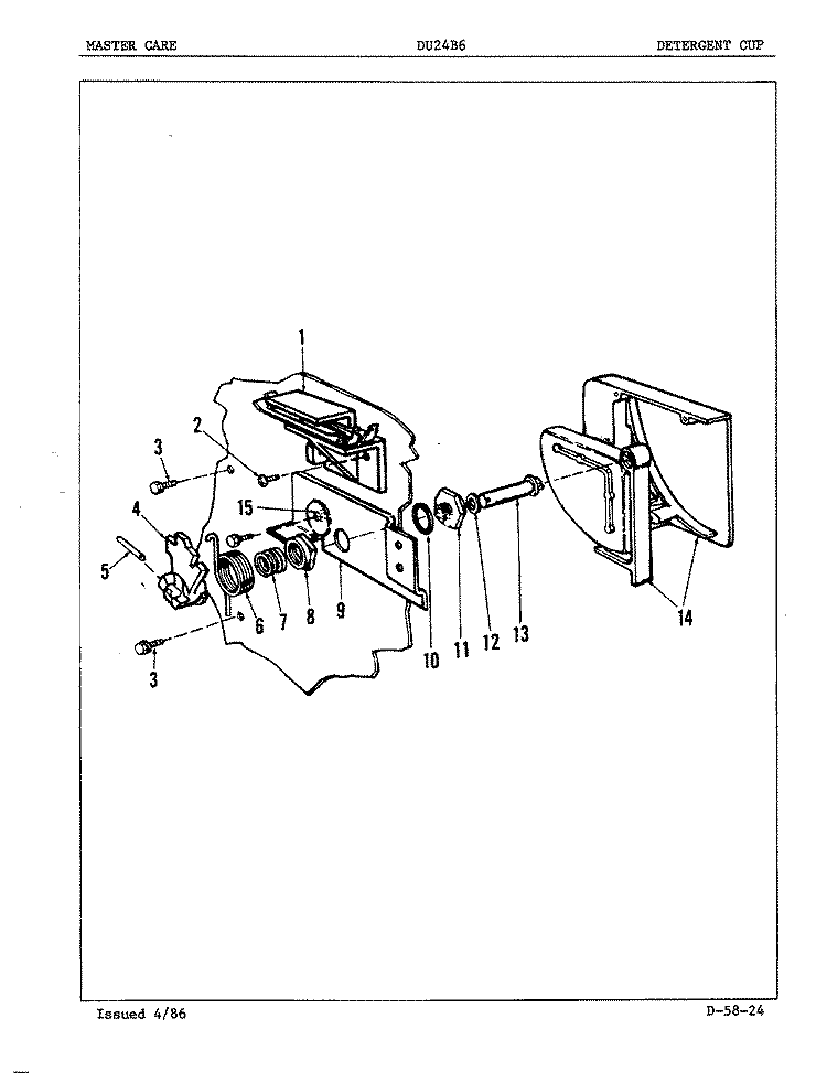 DETERGENT CUP Diagram and Parts List for DU24B6  Maytag Dishwasher