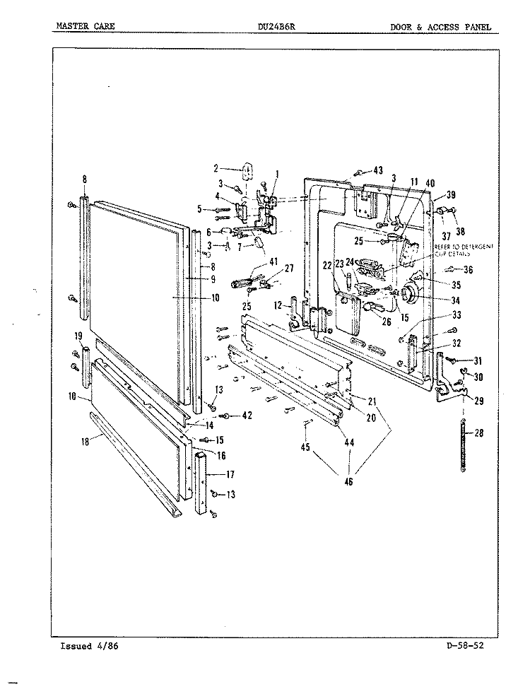 DOOR & ACCESS PANEL Diagram and Parts List for DU24B6R  Maytag Dishwasher