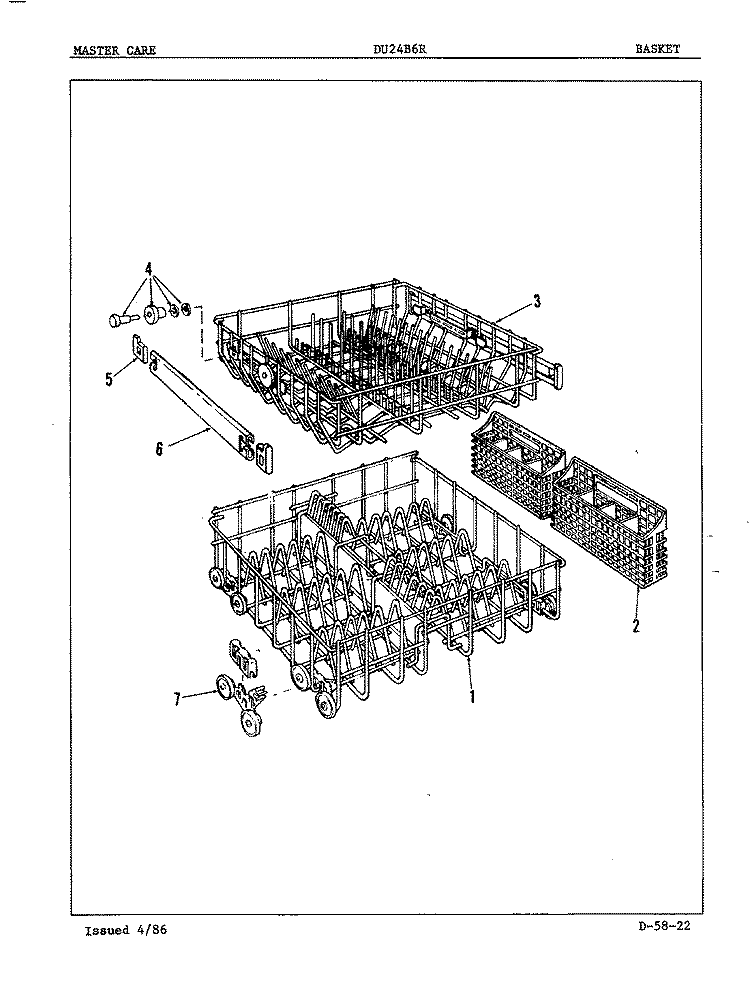 BASKET Diagram and Parts List for DU24B6R  Maytag Dishwasher