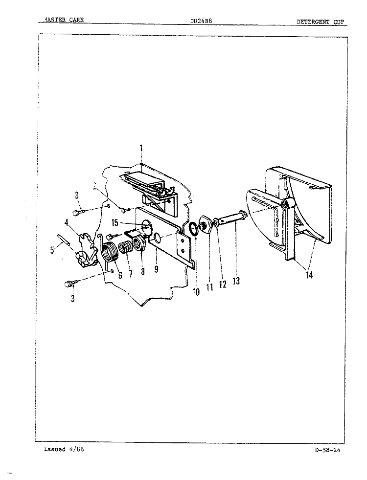 DETERGENT CUP Diagram and Parts List for DU24B8  Maytag Dishwasher
