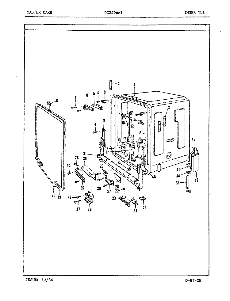 INNER TUB Diagram and Parts List for DC24D6A1  Maytag Dishwasher