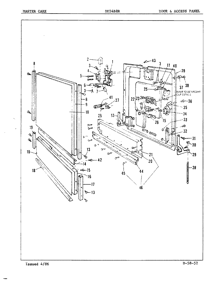 DOOR & ACCESS PANEL Diagram and Parts List for DU24B8R  Maytag Dishwasher
