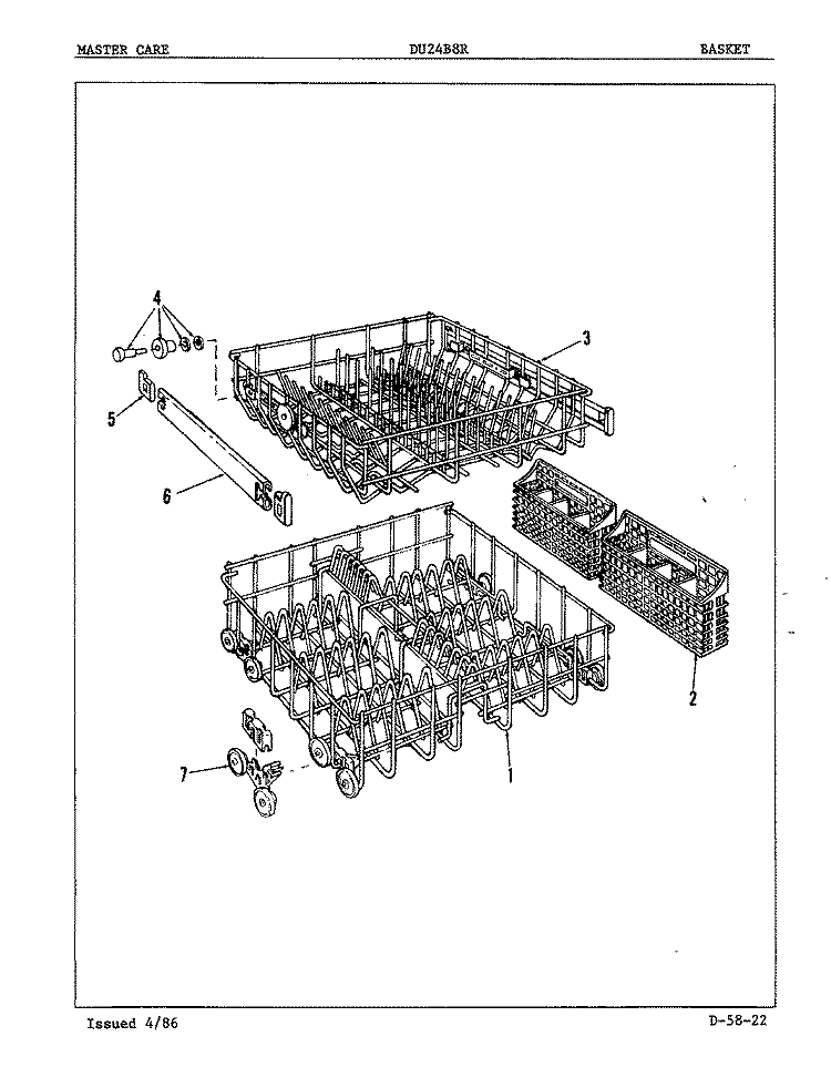 BASKET Diagram and Parts List for DU24B8R  Maytag Dishwasher