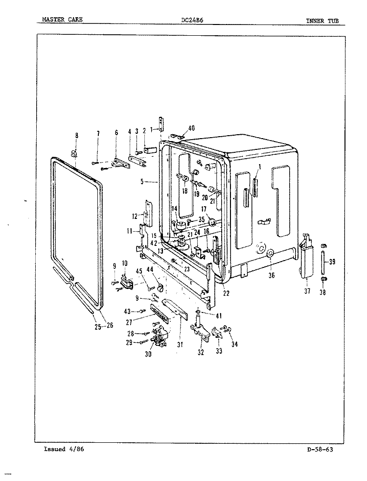 INNER TUB Diagram and Parts List for DC24B6  Maytag Dishwasher