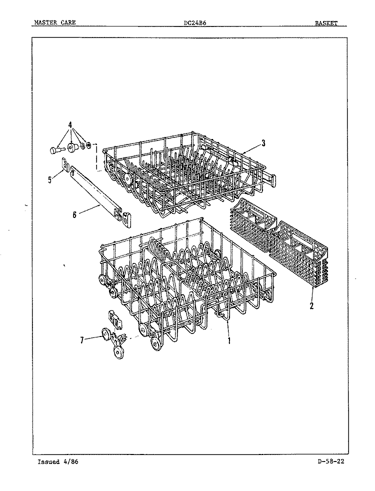 BASKET Diagram and Parts List for DC24B6  Maytag Dishwasher