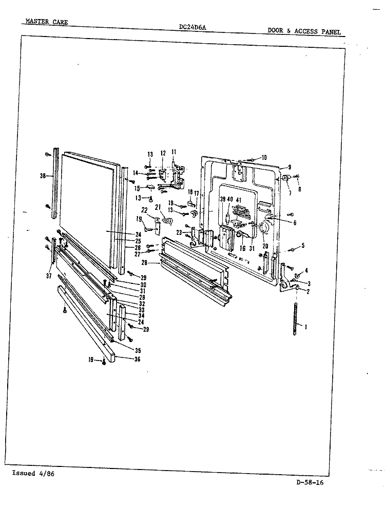 DOOR & ACCESS PANEL Diagram and Parts List for DC24D6A  Maytag Dishwasher