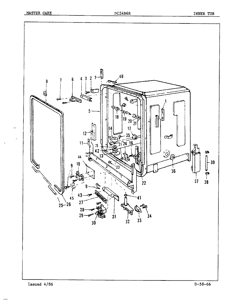 INNER TUB Diagram and Parts List for DC24B6R  Maytag Dishwasher