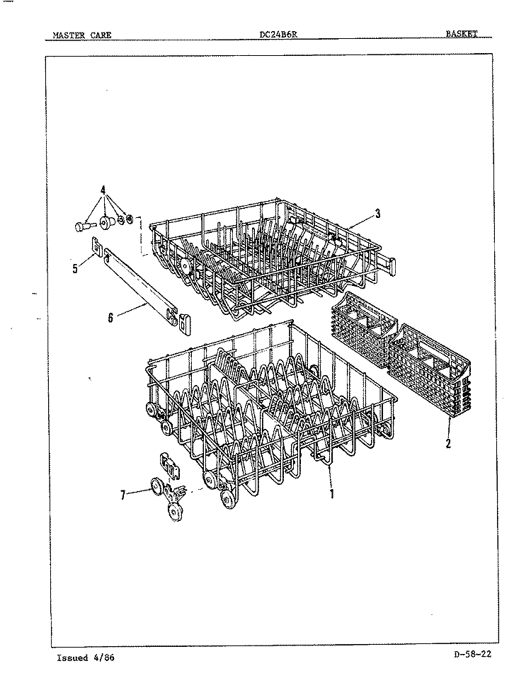 BASKET Diagram and Parts List for DC24B6R  Maytag Dishwasher