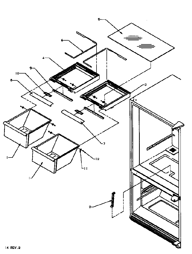 Crisper Compartment Diagram and Parts List for BX22RE-P1161604WE  Amana Refrigerator