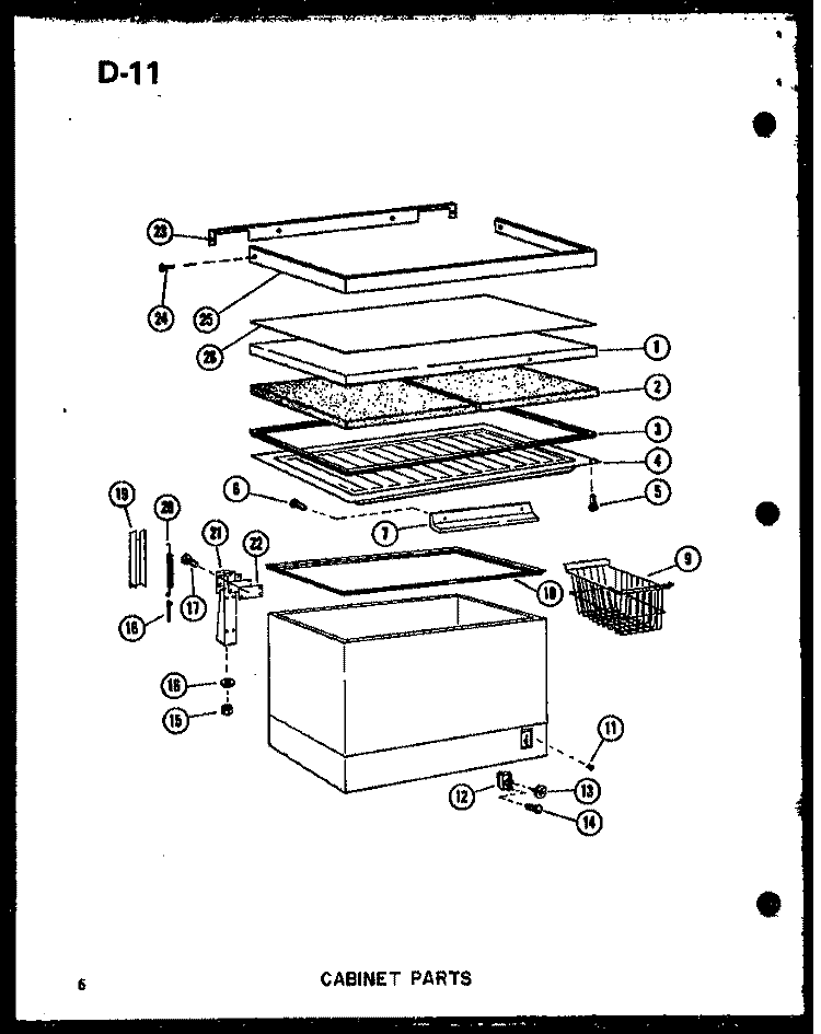 CABINET PARTS Diagram and Parts List for C7W P6033006W Amana Freezer