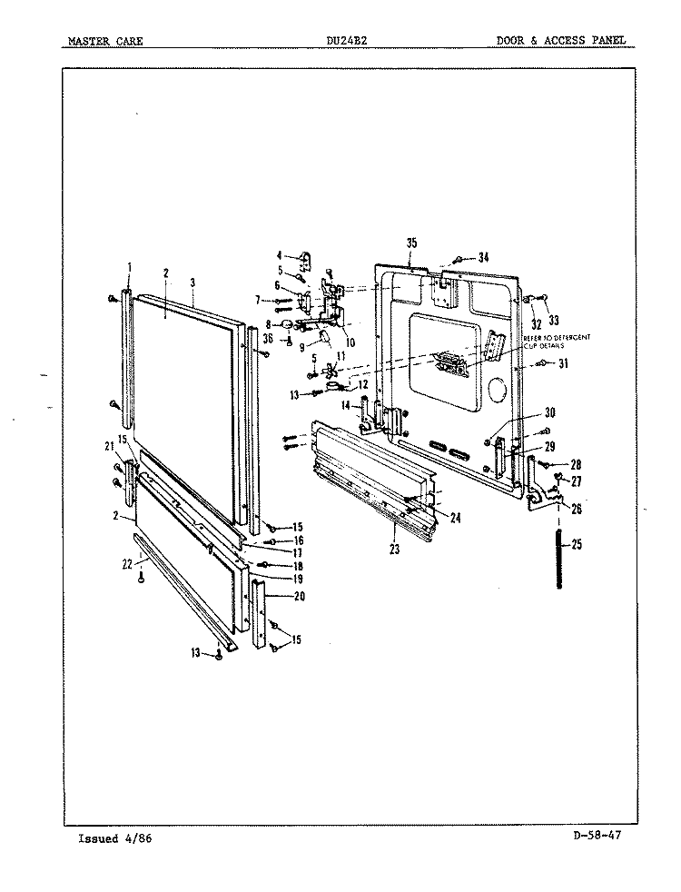 DOOR & ACCESS PANEL Diagram and Parts List for DU24B2  Maytag Dishwasher