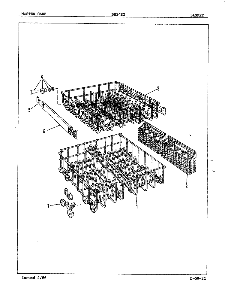 BASKET Diagram and Parts List for DU24B2  Maytag Dishwasher