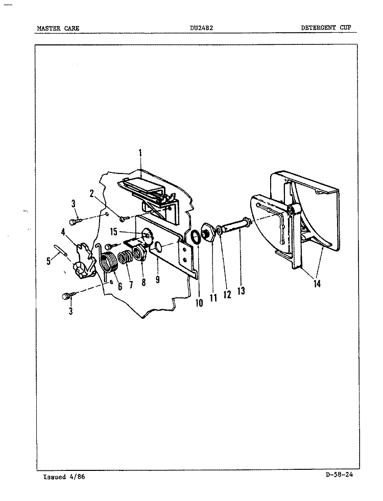 DETERGENT CUP Diagram and Parts List for DU24B2  Maytag Dishwasher