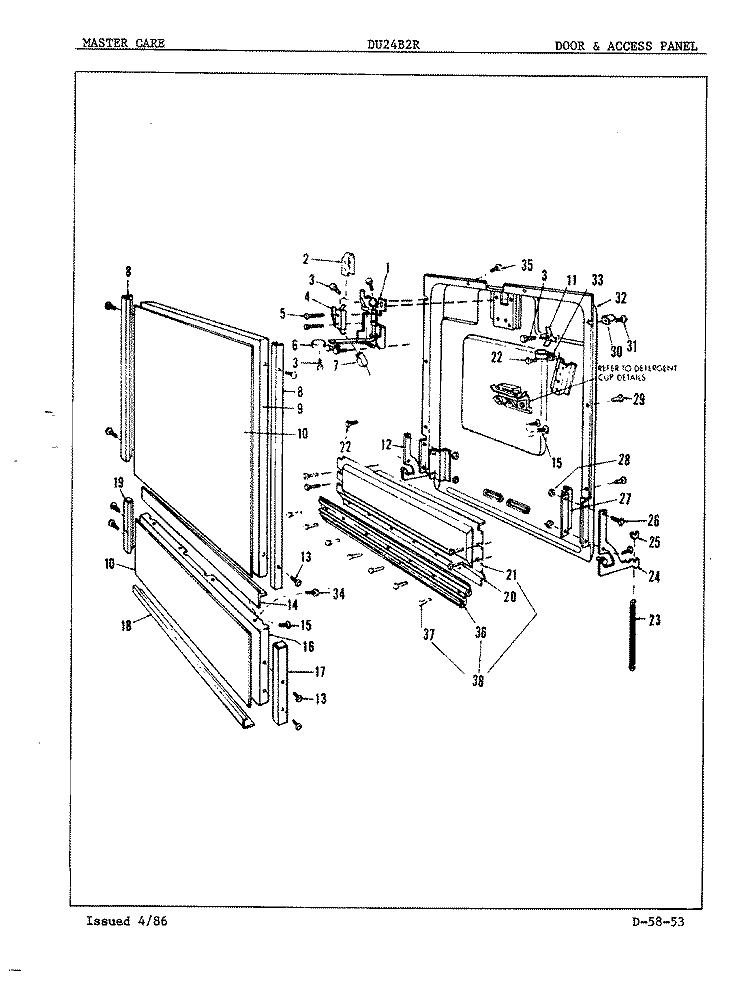 DOOR & ACCESS PANEL Diagram and Parts List for DU24B2R  Maytag Dishwasher