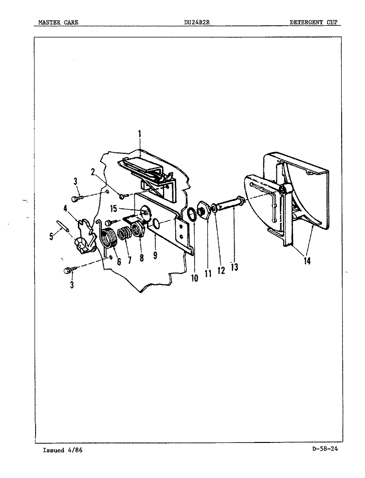 DETERGENT CUP Diagram and Parts List for DU24B2R  Maytag Dishwasher