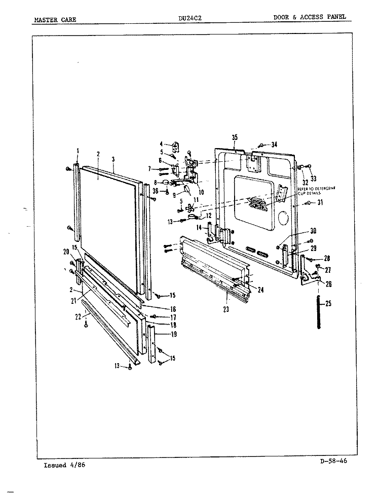 DOOR & ACCESS PANEL Diagram and Parts List for DU24C2  Maytag Dishwasher