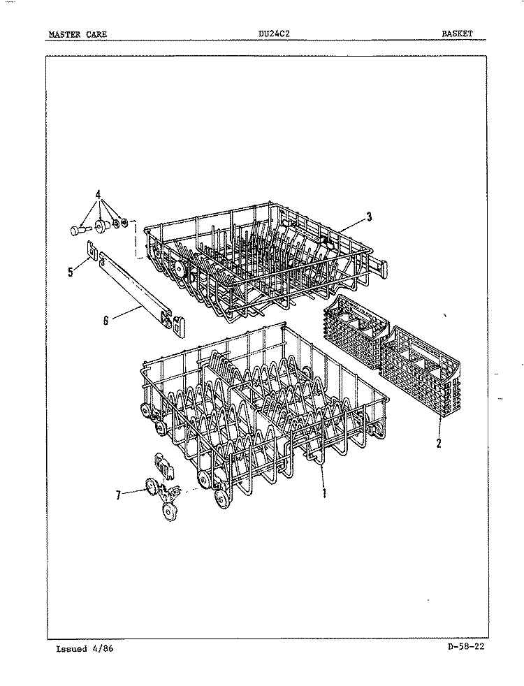 BASKET Diagram and Parts List for DU24C2  Maytag Dishwasher
