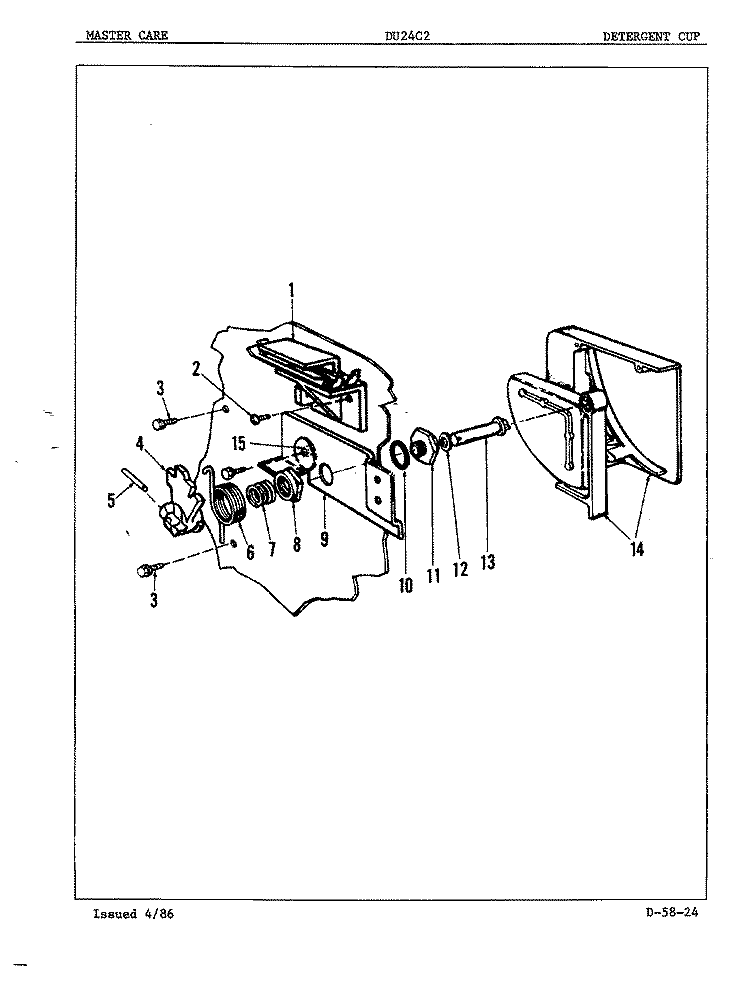 DETERGENT CUP Diagram and Parts List for DU24C2  Maytag Dishwasher
