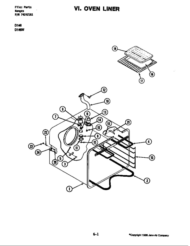 Oven Diagram and Parts List for D146B  Jenn-Air Range