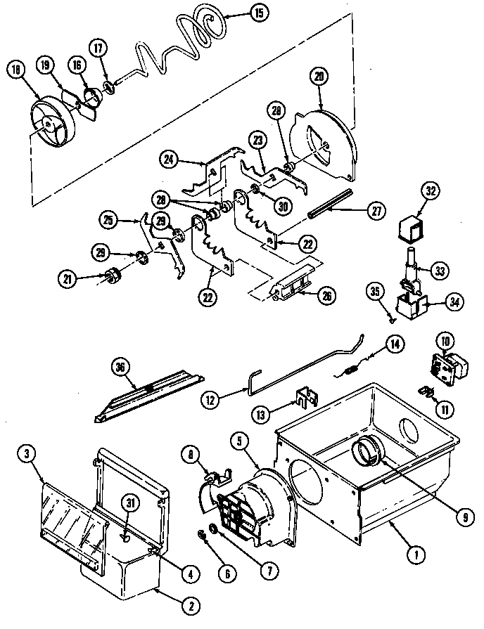 Ice Crusher & Bin Diagram and Parts List for RSW2200CAL DM31B Maytag Refrigerator
