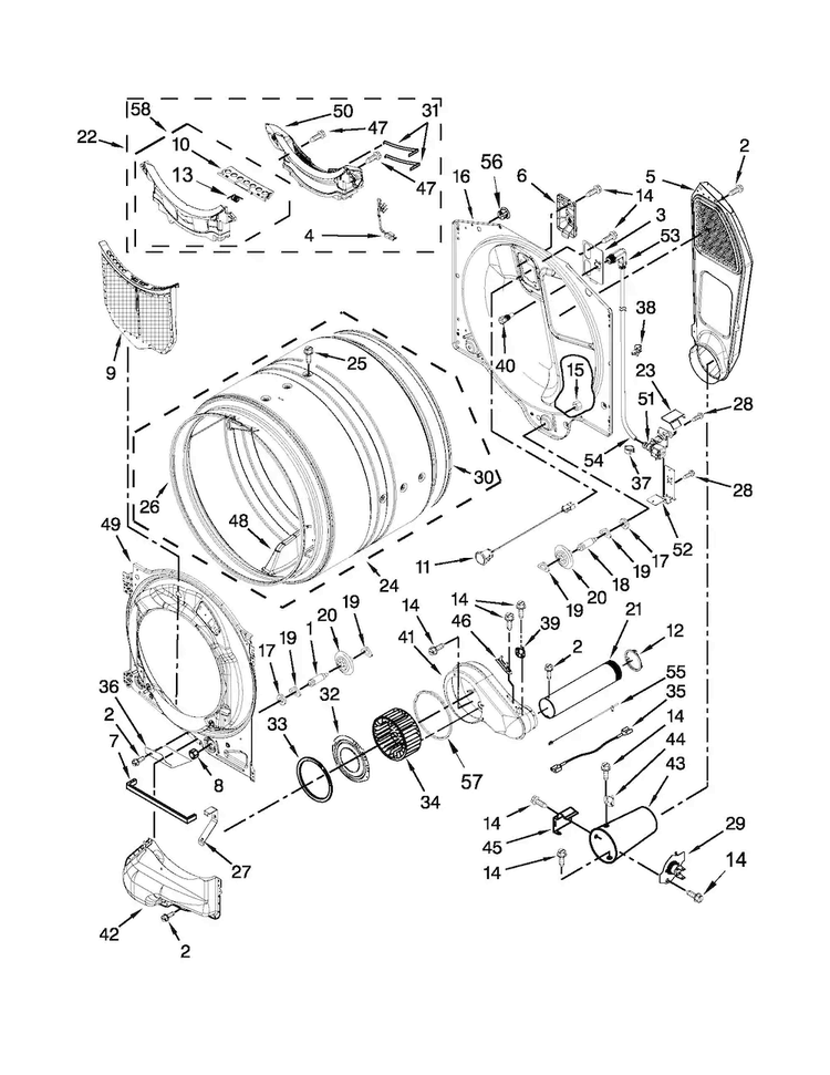 Bulkhead Parts Diagram and Parts List for MGD6000XG1  Maytag Dryer