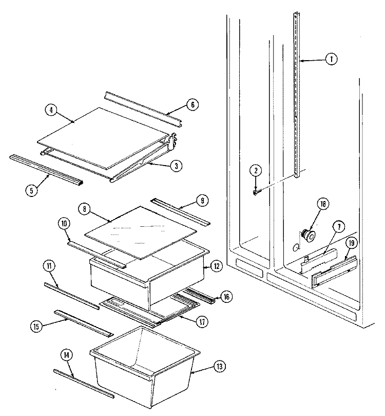 SHELVES & ACCESSORIES Diagram and Parts List for JRS206A  Jenn-Air Refrigerator
