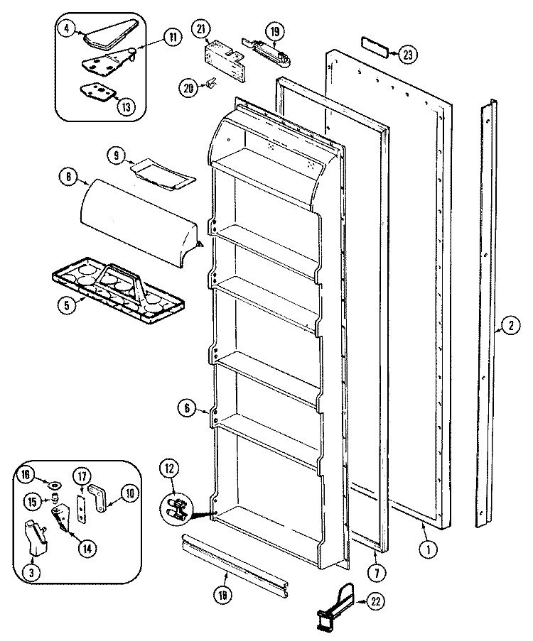 FRESH FOOD DOOR Diagram and Parts List for JRS206A  Jenn-Air Refrigerator