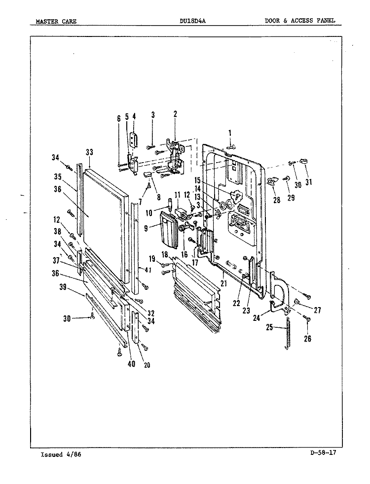 CONTROL PANEL Diagram and Parts List for DU18D4A  Maytag Dishwasher