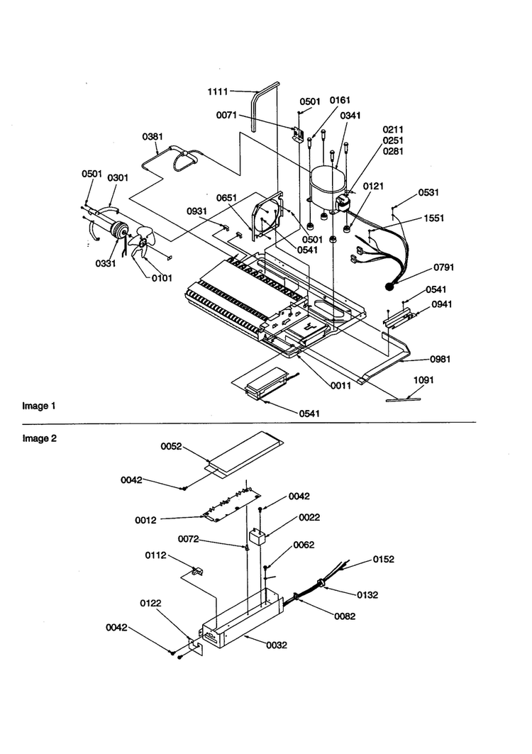 Machine Compartment/muffler Diagram and Parts List for SBDE21VPE-P1317201WE  Amana Refrigerator