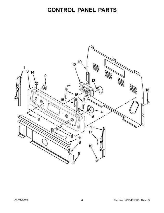 02 - Control Panel Parts Diagram and Parts List for YMER7765WB3  Maytag Range