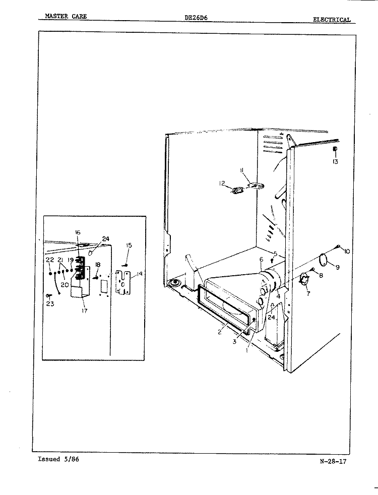 ELECTRICAL Diagram and Parts List for DE26D6A  Admiral Dryer